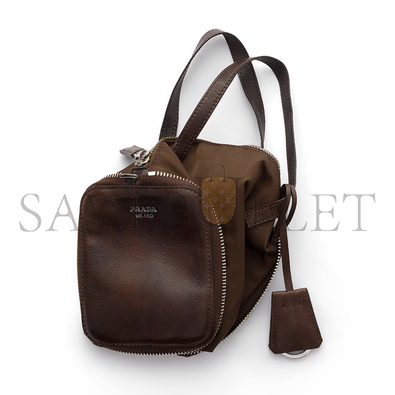 PRADA RE-NYLON AND LEATHER FOLDABLE MINI DUFFEL BAG 1TT348 (11.5*10cm)